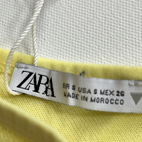 NWT Zara Yellow Terry Cloth Single Shoulder Asymmetrical Crop Top - Picture 4 of 5